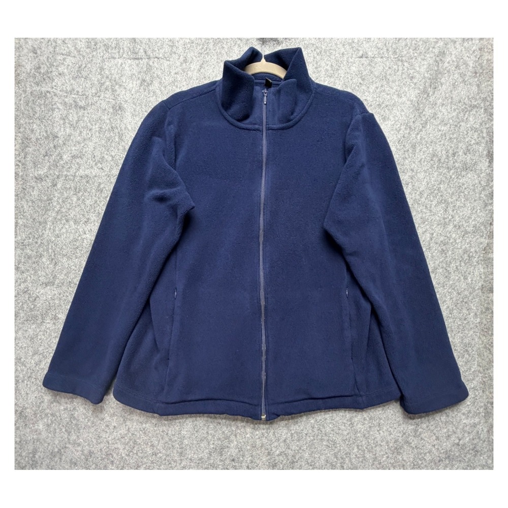 Uniqlo Navy Blue Full Zip Fleece Jacket XL Womens Mock Neck Soft Layer